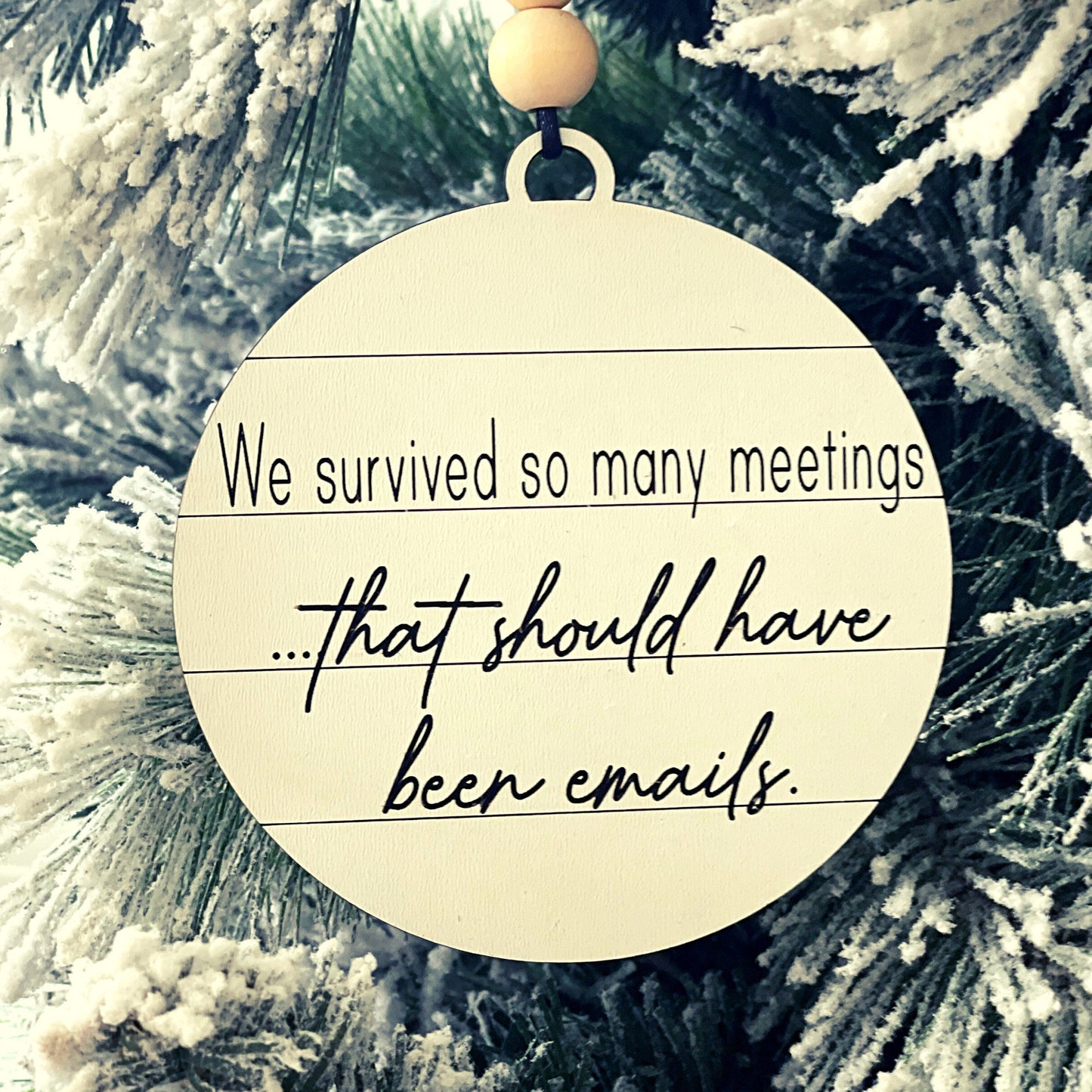 I survived another meeting Christmas ornament, funny christmas coworker gift, work wife gift, coworker christmas ornament