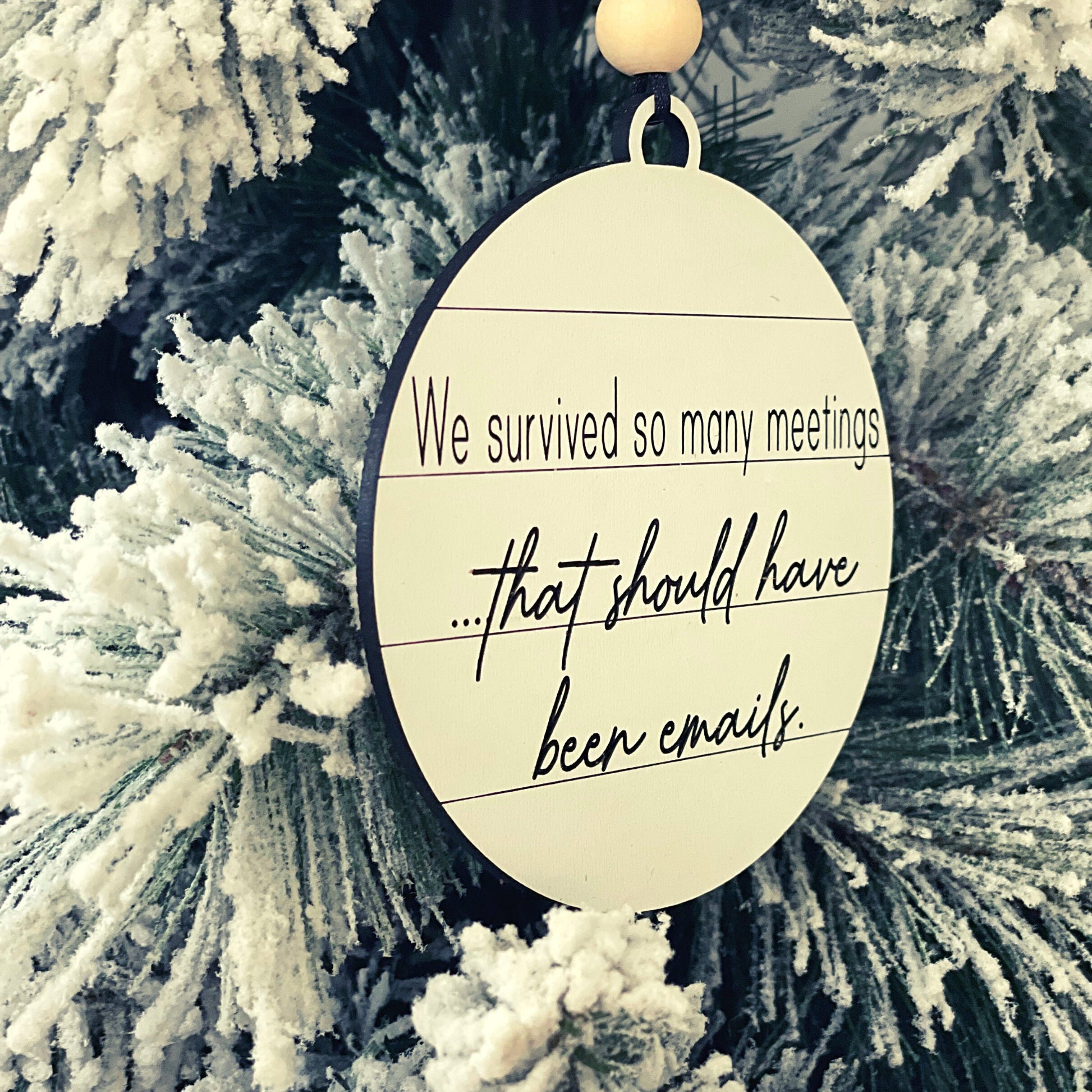 I survived another meeting Christmas ornament, funny christmas coworker gift, work wife gift, coworker christmas ornament