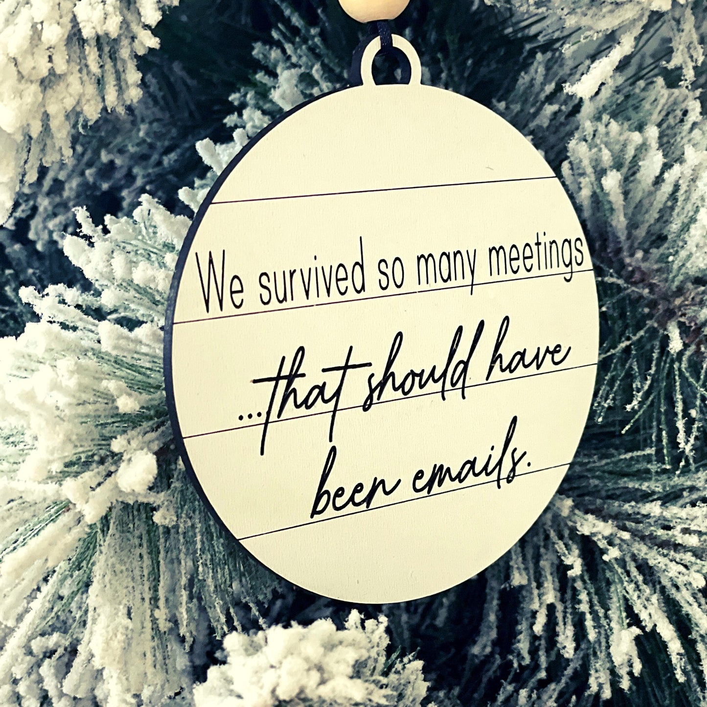 I survived another meeting Christmas ornament, funny christmas coworker gift, work wife gift, coworker christmas ornament