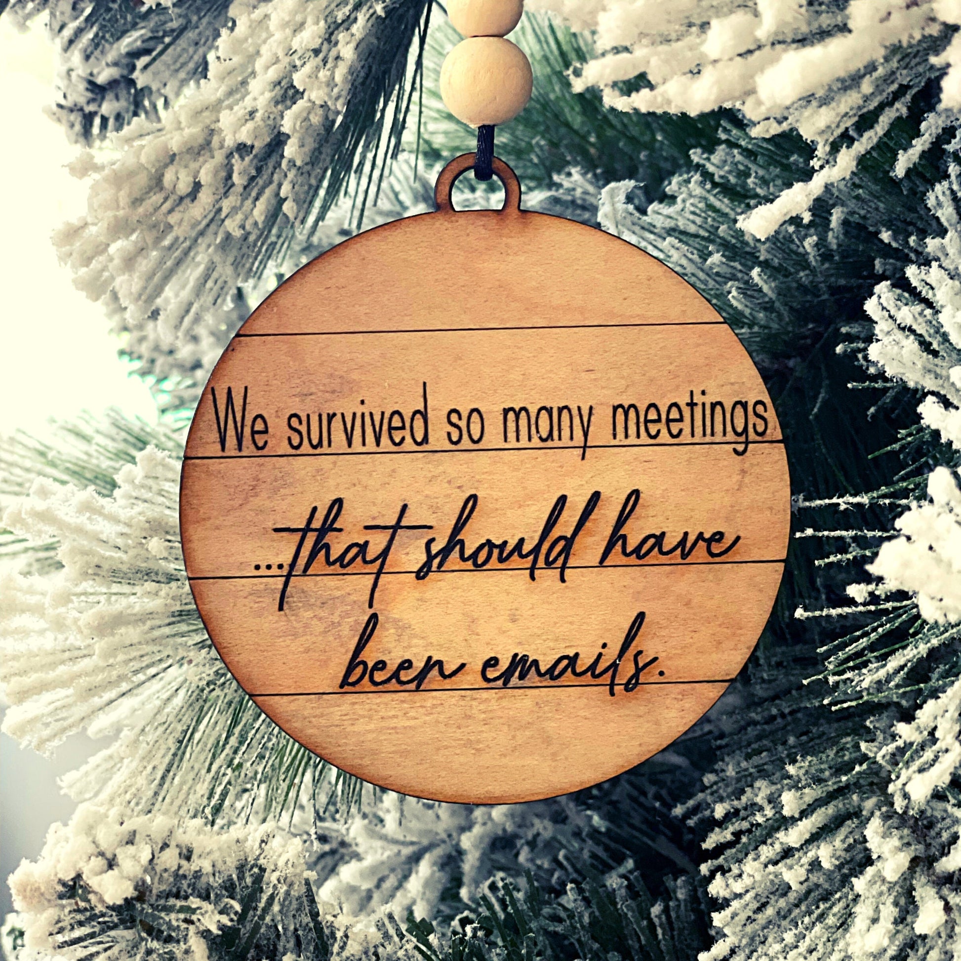 I survived another meeting Christmas ornament, funny christmas coworker gift, work wife gift, coworker christmas ornament