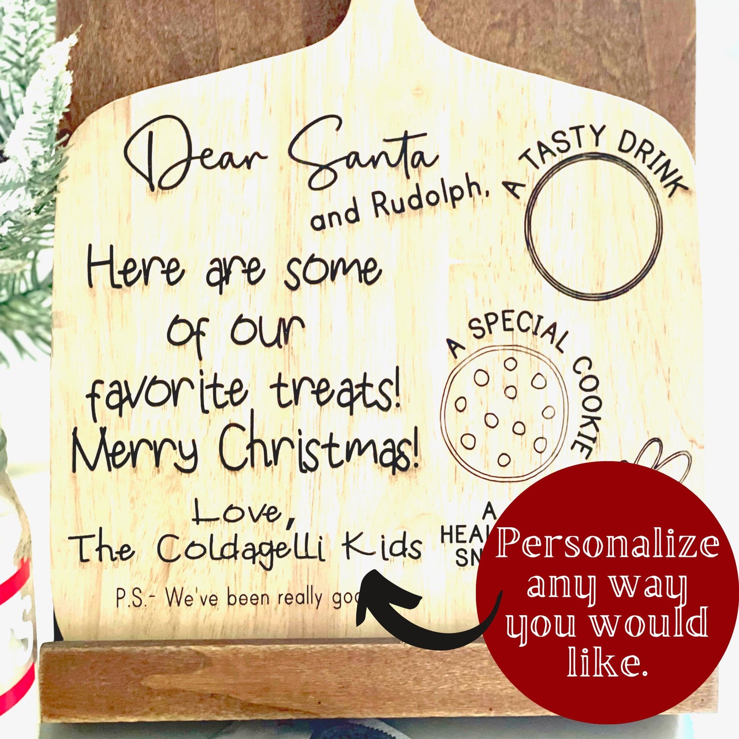 Personalized Dear santa tray, Cookies for santa, Santa Cookie tray, dear santa cookie tray, santa serving tray, personalized santa tray