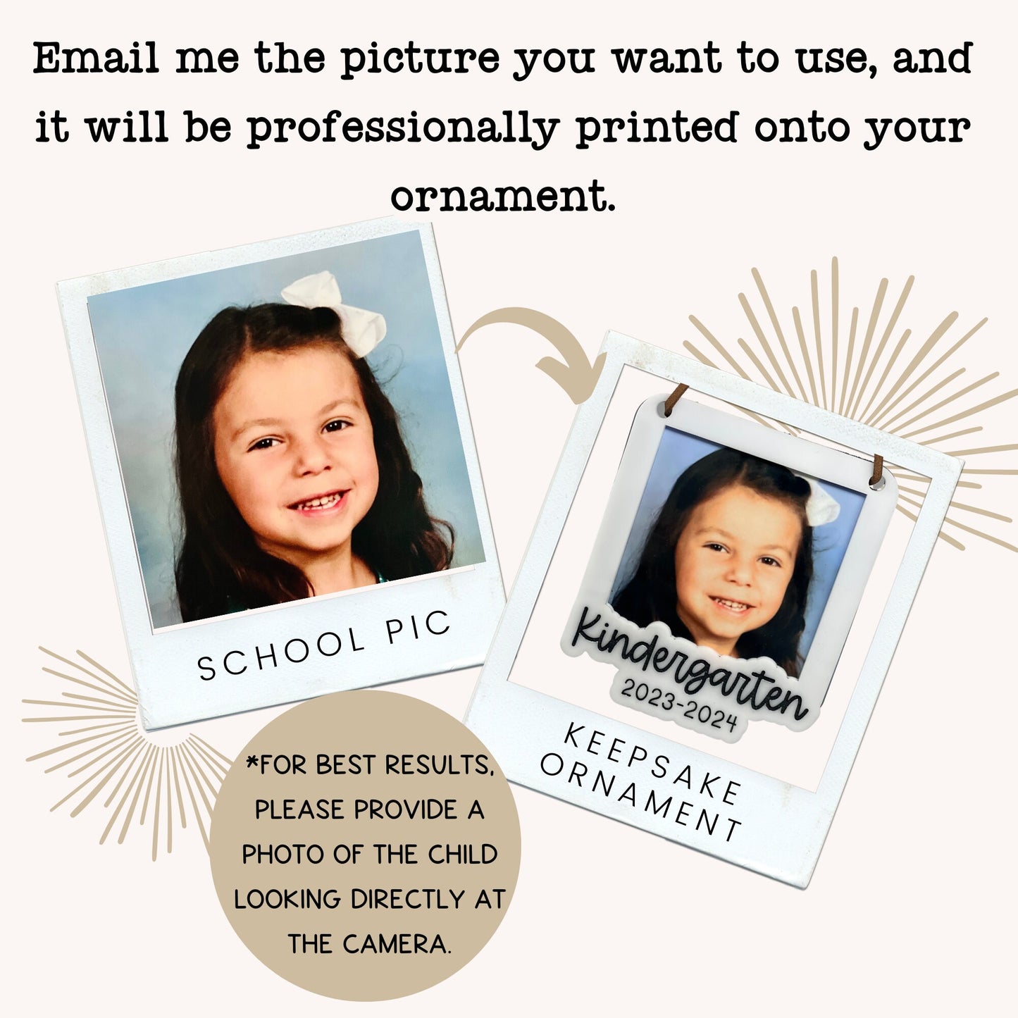 laser engraved ornament, laser engraved photo, school picture, custom photo ornament, custom photo ornaments, picture day school photo frame