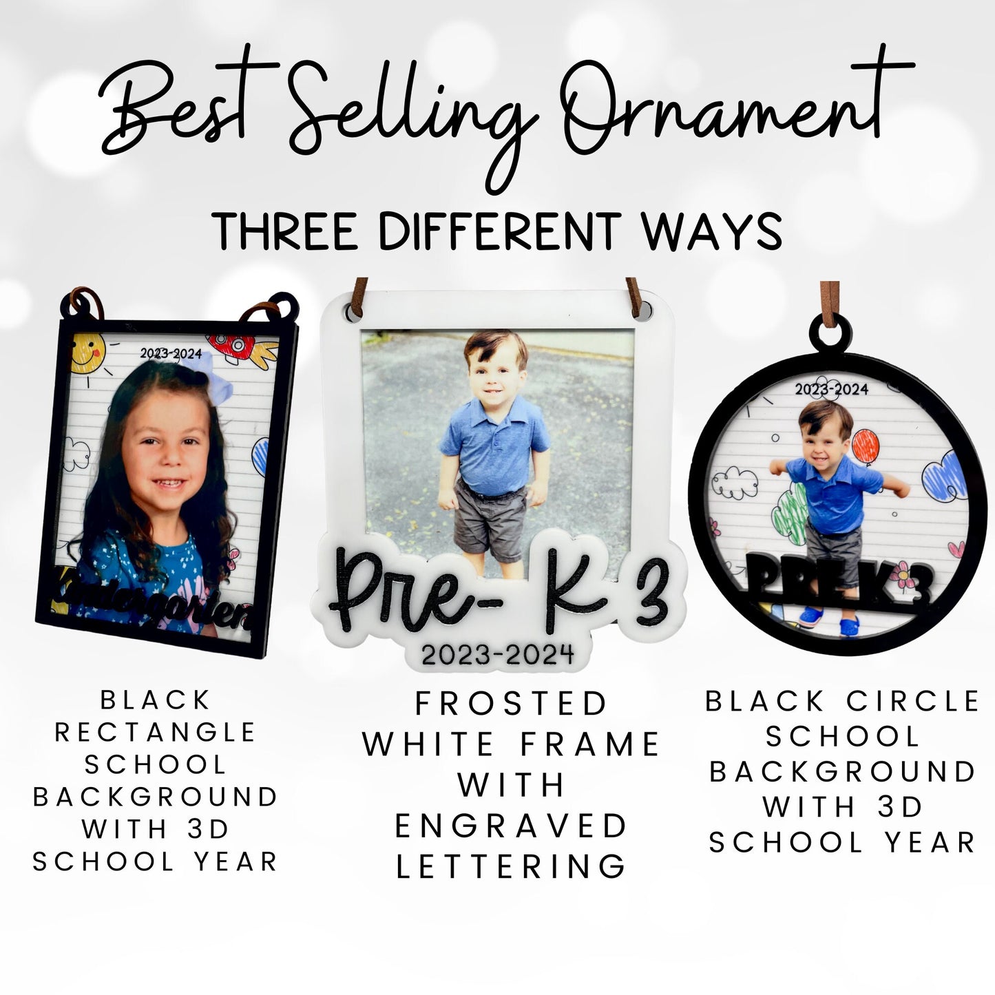 laser engraved ornament, laser engraved photo, school picture, custom photo ornament, custom photo ornaments, picture day school photo frame