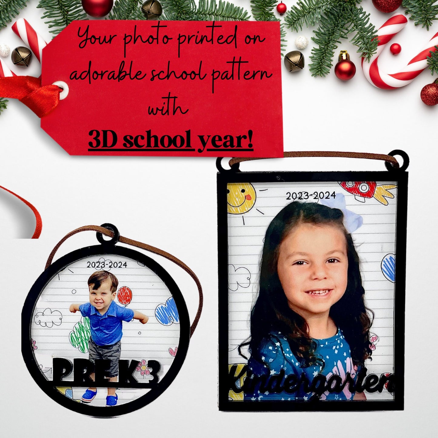 laser engraved ornament, laser engraved photo, school picture, custom photo ornament, custom photo ornaments, picture day school photo frame