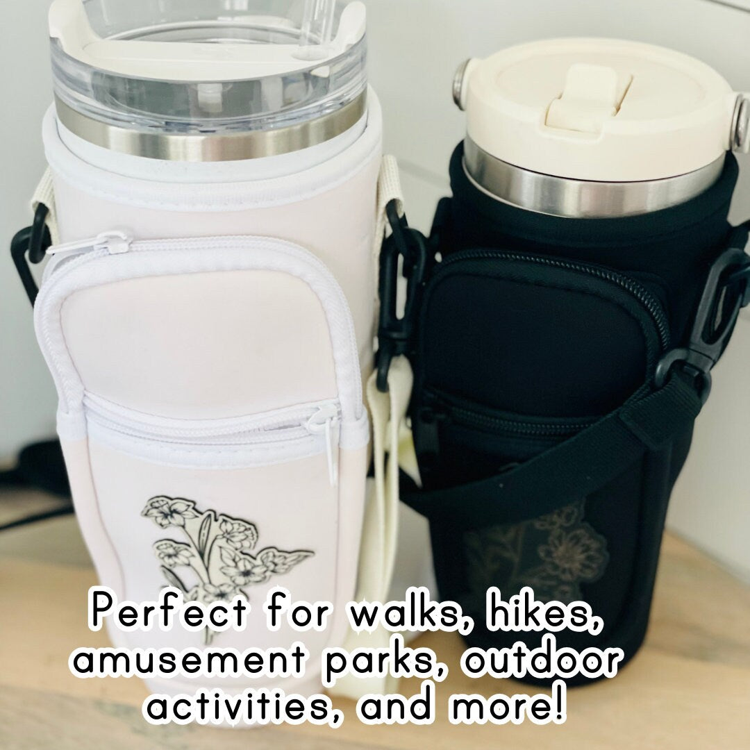 Custom Stanley Tumbler Holder Custom water bottle carrier Personalized Hiking Bag Crossbody Water Bottle Carrier