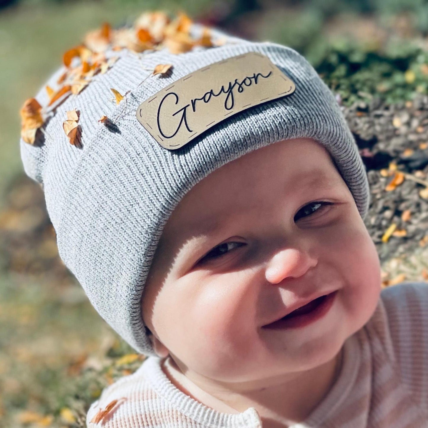 Personalized beanie| custom leather patch| inter hat toddler| personalized winter hat| leather patch beanie| name beanie| infants beanie