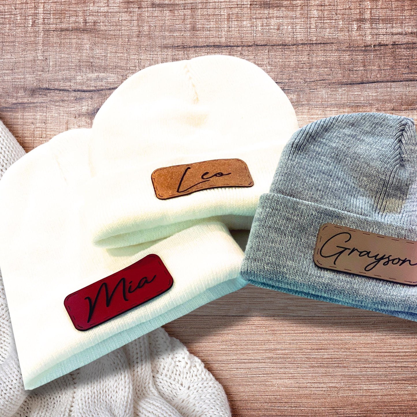 baby name beanie| beanie personalized| youth name beanie| leather patch beanie| personalized beanie| kids winter hat| beanie patch| custom